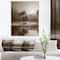 Designart - Alone Tree on Island in Sepia - Extra Large Wall Art Landscape